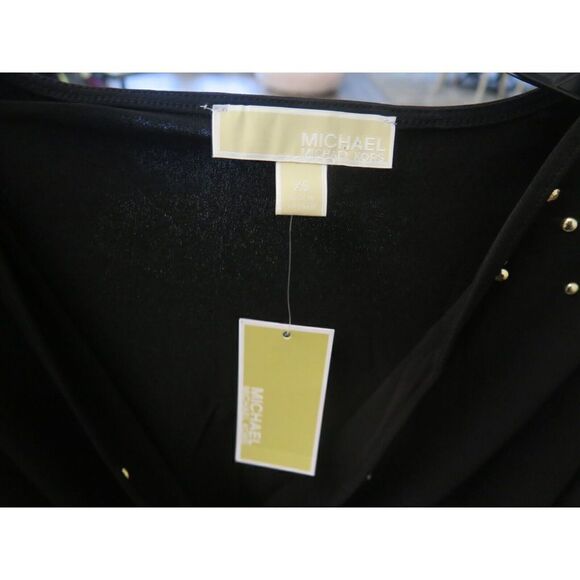 Michael Michael Kors Women's Sz XS Black Long Sleeve Blouse w/Gold Studs $98+ - Picture 7 of 10